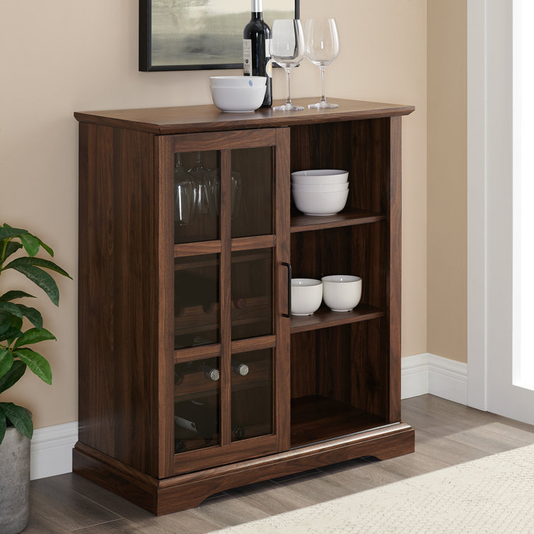 Red Barrel Studio® Hartwick Sliding Glass Door Bar with Wine Storage